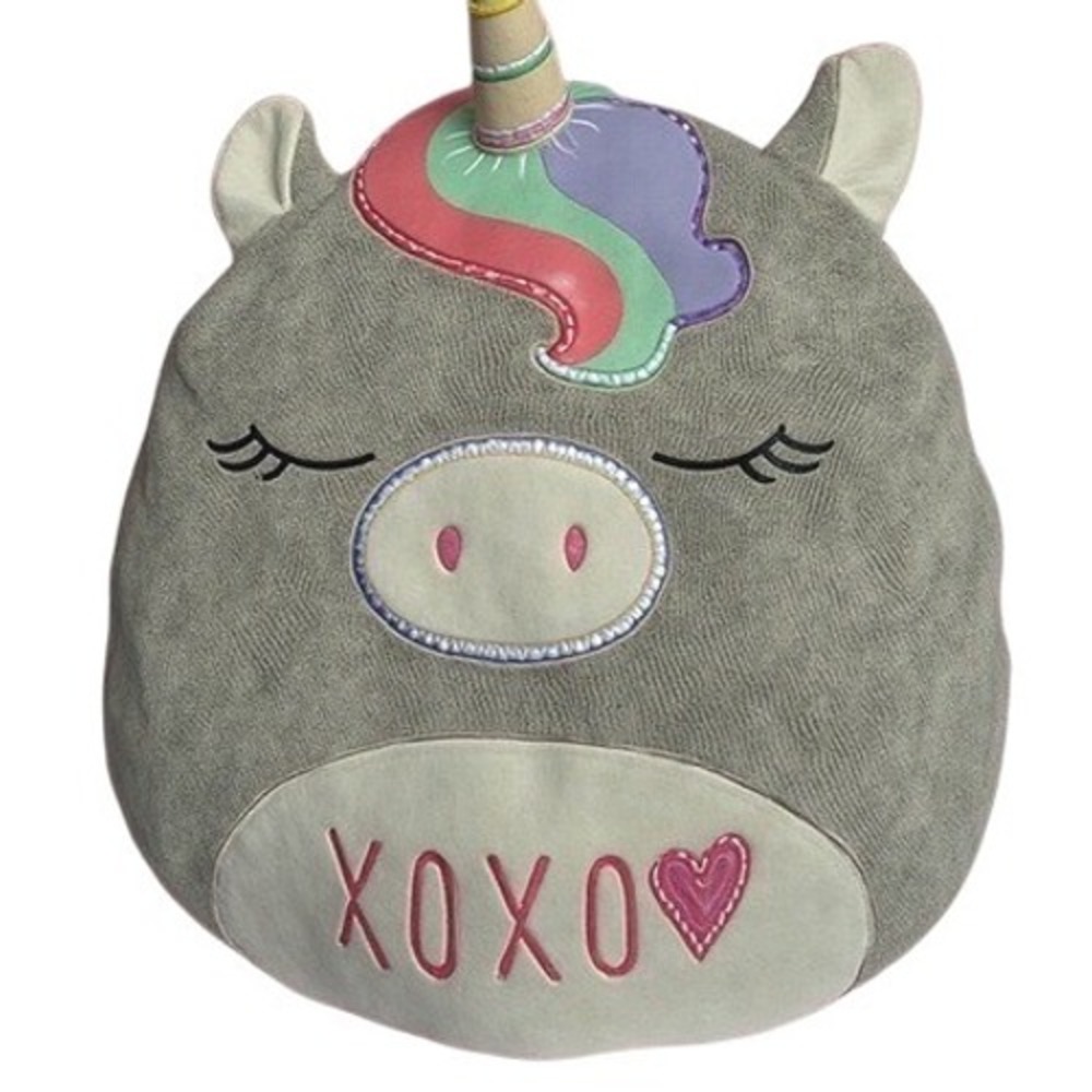 Squishmallows Plush Stuffed Animal Unicorn Gray XOXO Heart Kids Toy